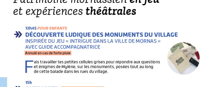 Journées Européennes du Patrimoine – Mornas – 21 septembre 2025