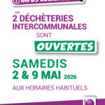 Infos déchèteries – Samedis 2 et 9 mai